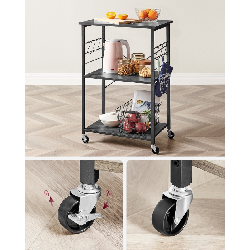 Postrežni voziček MARGE, črne barve