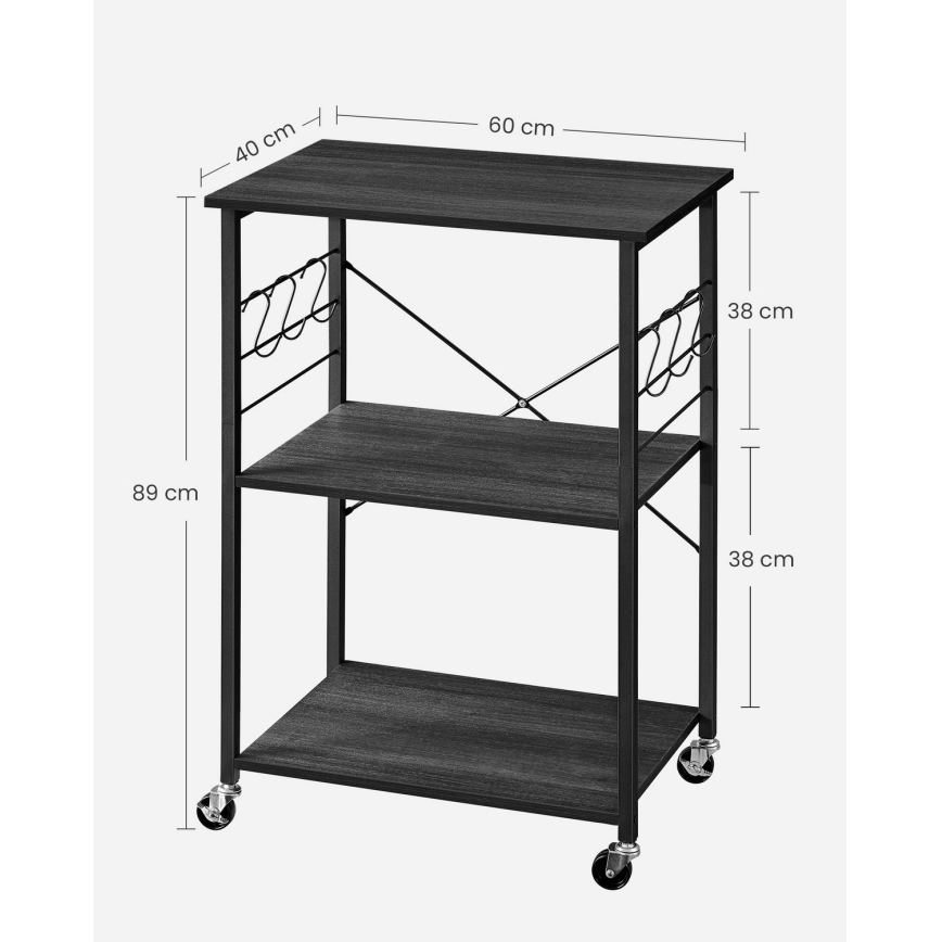 Postrežni voziček MARGE, črne barve