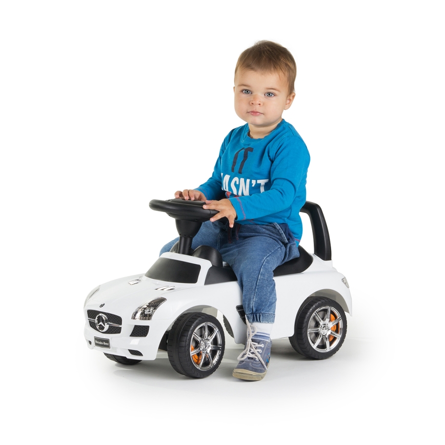 Potisni avto Mercedes 2xAA bela/črna