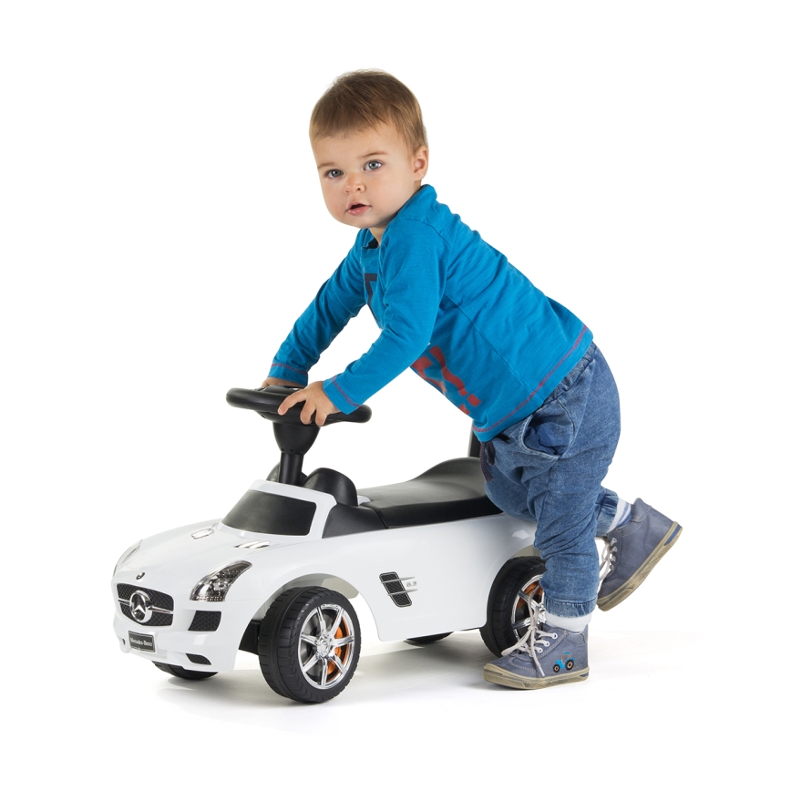 Potisni avto Mercedes 2xAA bela/črna