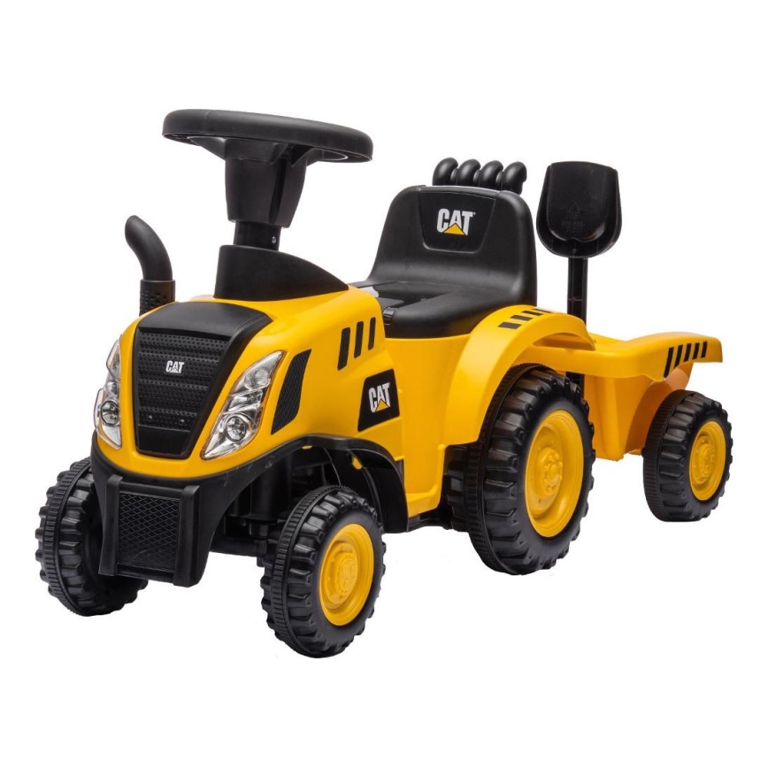 Potisni avto traktor CAT 2xAA rumena/črna
