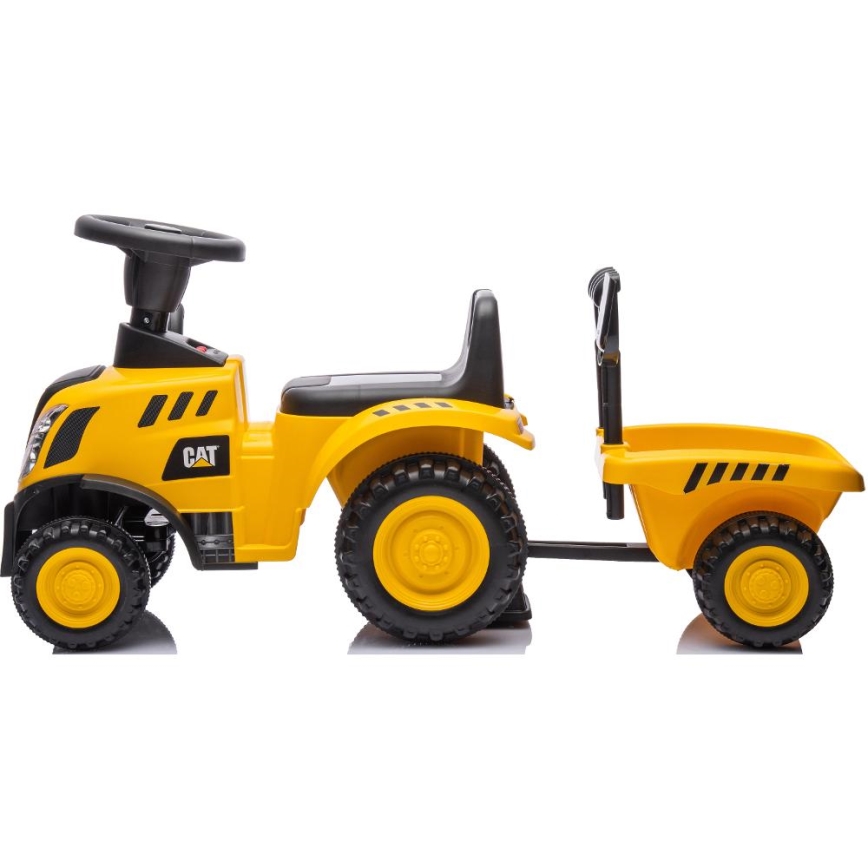 Potisni avto traktor CAT 2xAA rumena/črna