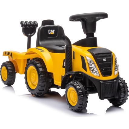 Potisni avto traktor CAT 2xAA rumena/črna