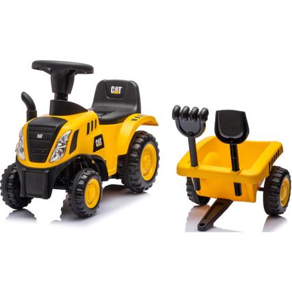 Potisni avto traktor CAT 2xAA rumena/črna