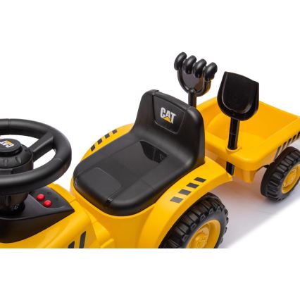 Potisni avto traktor CAT 2xAA rumena/črna