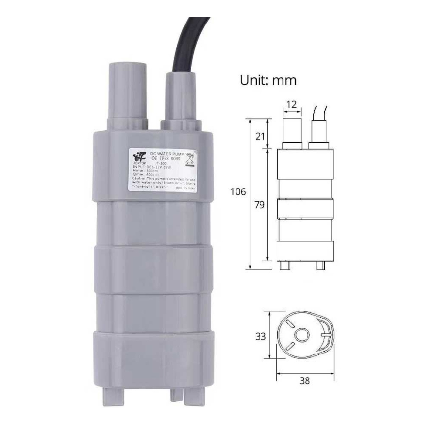 Potopna črpalka 12 V, 600 l/h
