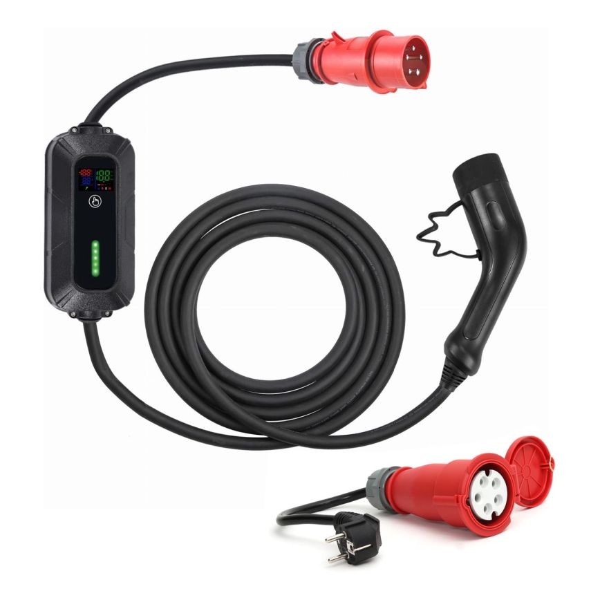 Potovalna polnilna postaja za električne avtomobile EV/PHEV AC Type 2 16A/380V 11kW IP55 5m + adapter 230V 3,7kW + kovček