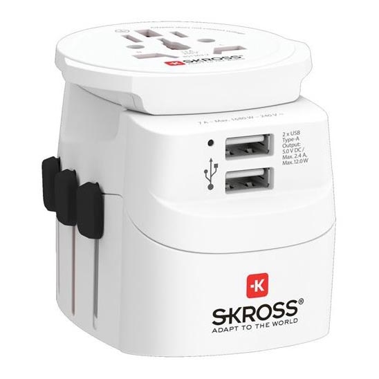 Potovalni adapter PRO Light USB 2A – svetovni (UK, USA, AUS/CN) 2× USB-A 12W