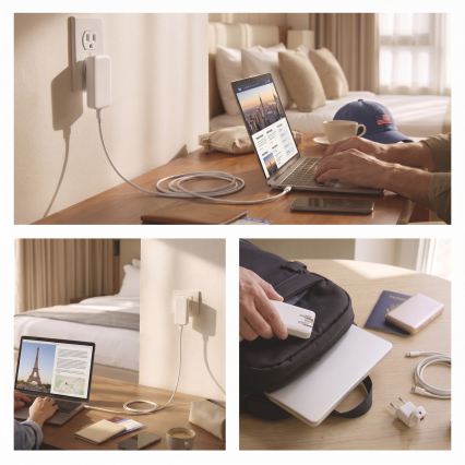 Potovalni adapter z zamenljivimi USB-nastavki GaN 100-250V