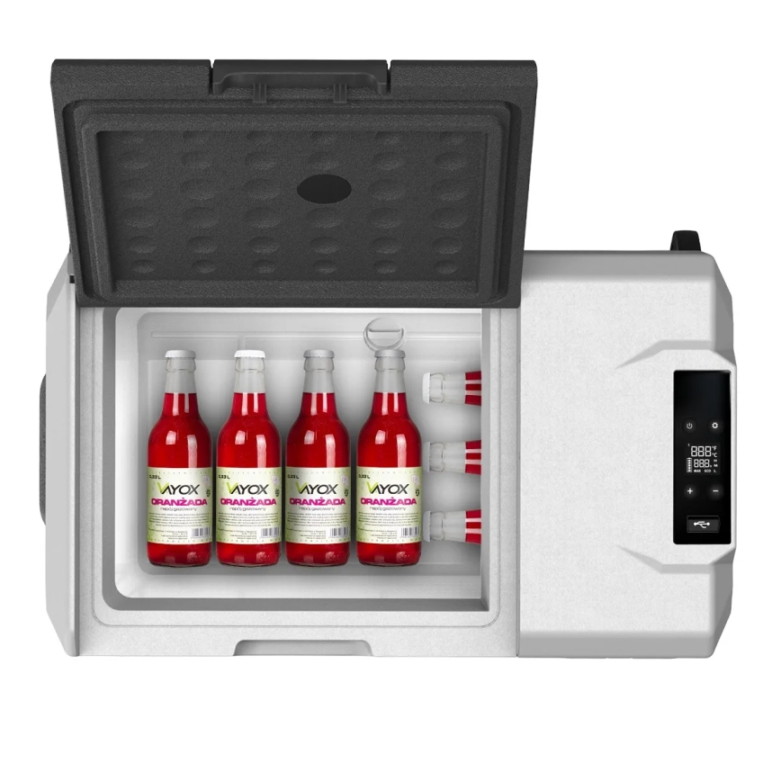 Potovalni hladilnik z LCD zaslonom 40 l 230V/12V/24V črna