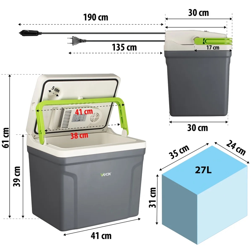 Potovalni hladilnik z ogrevanjem 27 l 230V/12V/24V siva