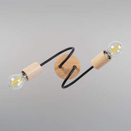 Površinsko pritrjen lestenec OXFORD 2xE27/15W/230V borovina/črna