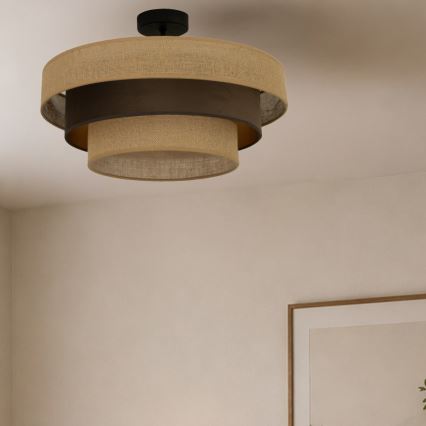 Površinsko pritrjen lestenec WENTA 1xE27/60W/230V, premer 50 cm, juta/rjava