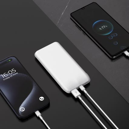 Power Bank 10000 mAh 10W Power Delivery 2xUSB-C + 1xUSB-A bela