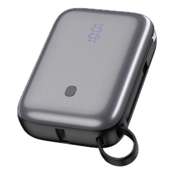 Power Bank 10000 mAh 20W Power Delivery Compact z vgradni retractable USB-C kabel 1m črna