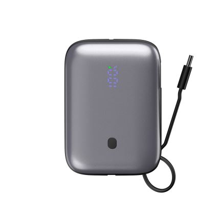 Power Bank 10000 mAh 20W Power Delivery Compact z vgradni retractable USB-C kabel 1m črna