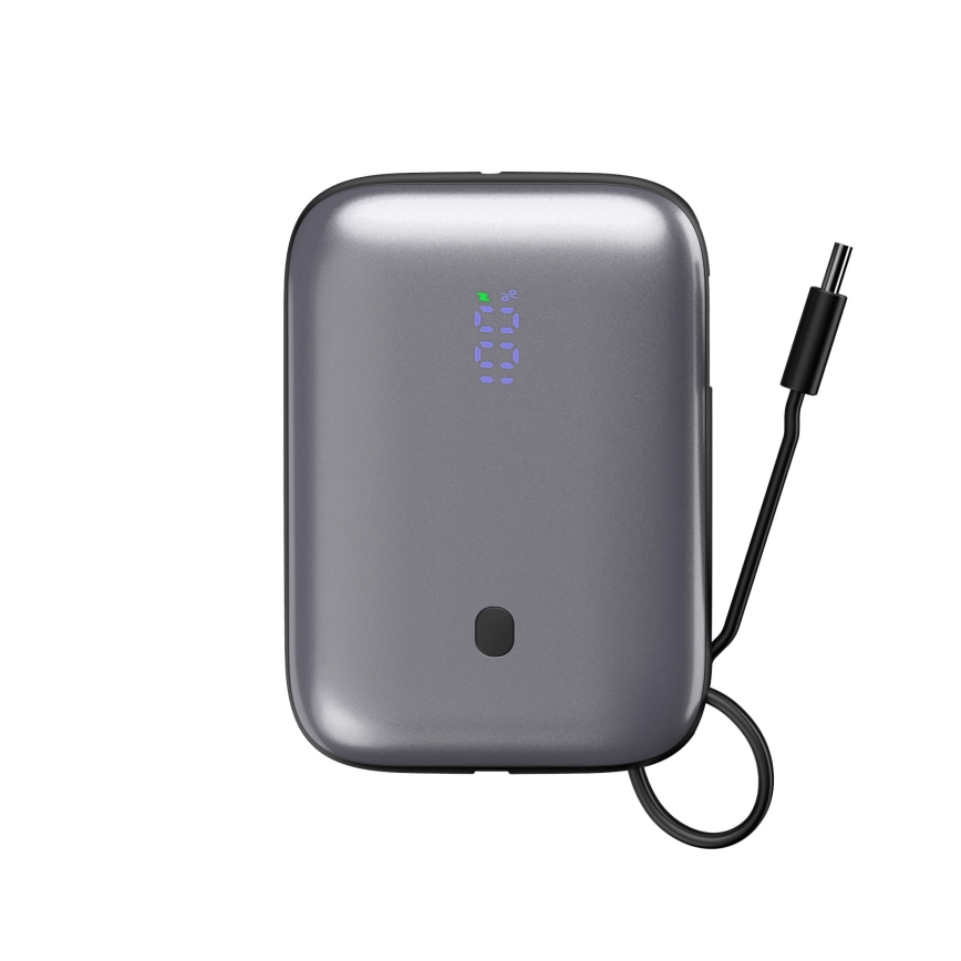 Power Bank 10000 mAh 20W Power Delivery Compact z vgradni retractable USB-C kabel 1m črna