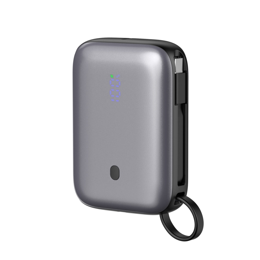 Power Bank 10000 mAh 20W Power Delivery Compact z vgradni retractable USB-C kabel 1m črna