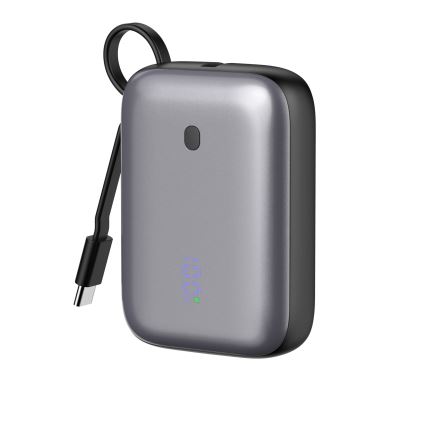 Power Bank 10000 mAh 20W Power Delivery Compact z vgradni retractable USB-C kabel 1m črna