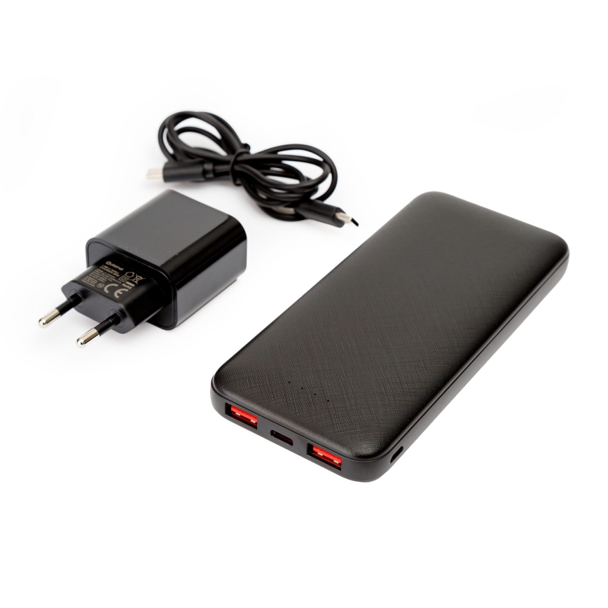Power Bank 10000 mAh + adapter 20W Power Delivery + USB-C/USB-C kabel 1m črna
