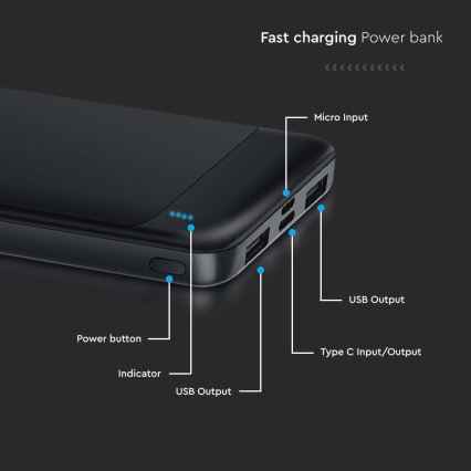 Power Bank Power Delivery 10000mAh/22,5W/5V črna