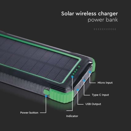 Power Bank solarni Power Delivery 10000mAh/10W/5V črna