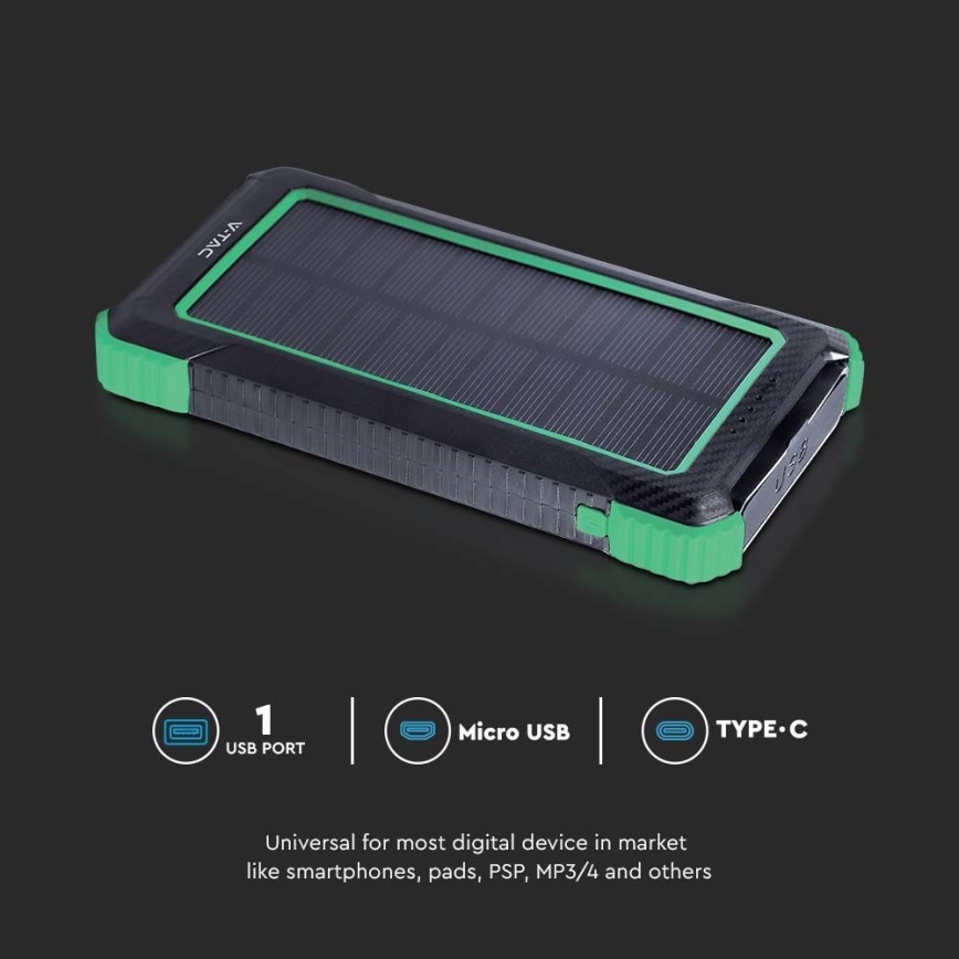 Power Bank solarni Power Delivery 10000mAh/10W/5V črna