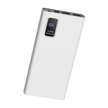 Power Bank z LED zaslonom Power Delivery 10000 mAh 3,7V bela