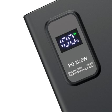 Power Bank z LED zaslonom Power Delivery 10000 mAh 3,7V črna