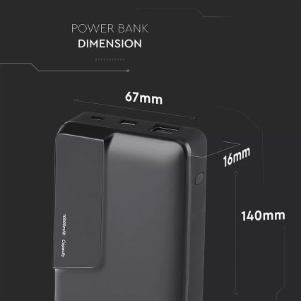 Power Bank z zaslonom 10000mAh/3,7V črn