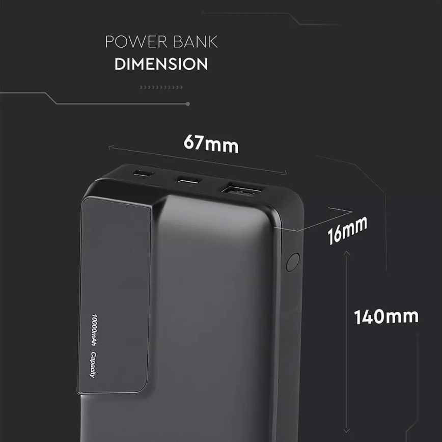 Power Bank z zaslonom 10000mAh/3,7V črn