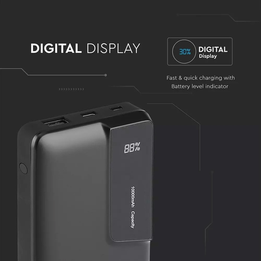 Power Bank z zaslonom 10000mAh/3,7V črn