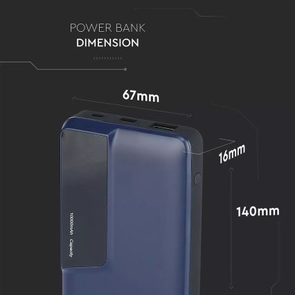 Power Bank z zaslonom 10000mAh/3,7V modra