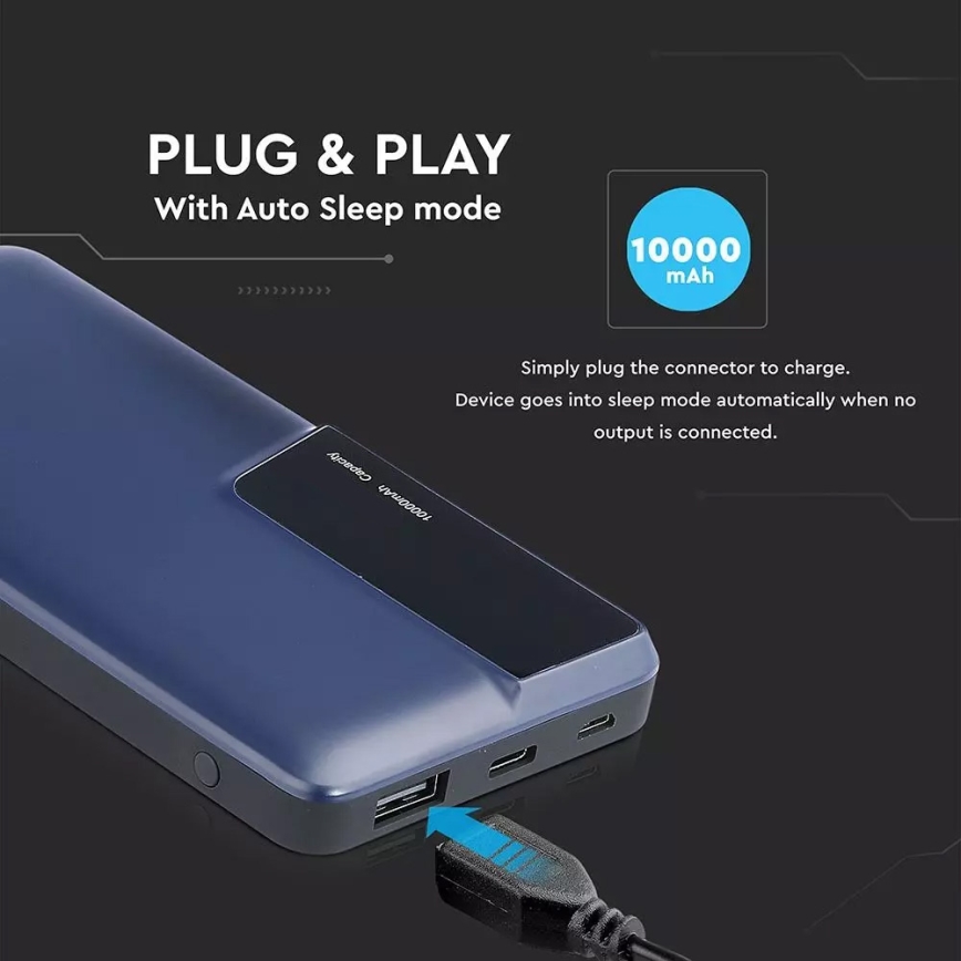 Power Bank z zaslonom 10000mAh/3,7V modra