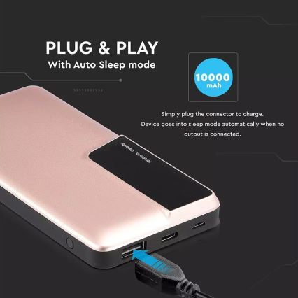 Power Bank z zaslonom 10000mAh/3,7V rose gold