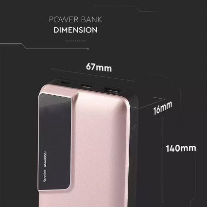 Power Bank z zaslonom 10000mAh/3,7V rose gold