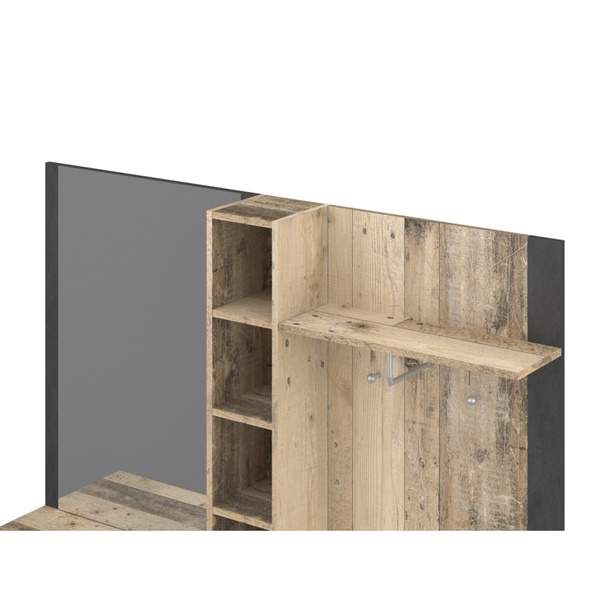 Predsobna stena KEVIN z ogledalom, rjava/črna