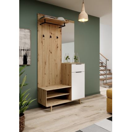 Predsobna stena s ogledalom SVEN, rjava/bela