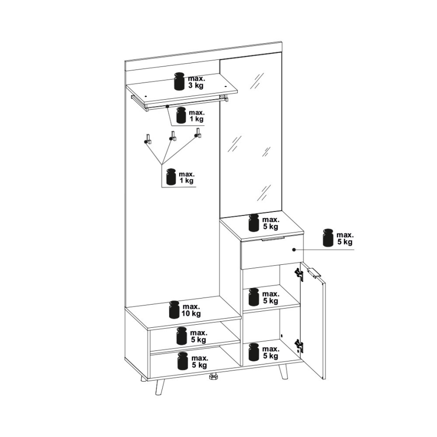Predsobna stena s ogledalom SVEN, rjava/bela