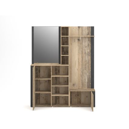 Predsobna stena z ogledalom KEVIN, rjava/črna