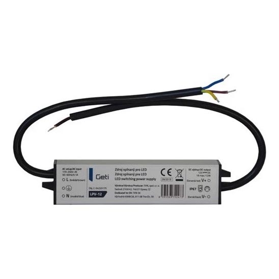 Preklopni napajalnik za LED trakove 12W/12V IP67