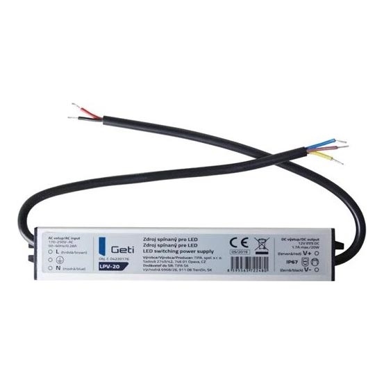 Preklopni napajalnik za LED trakove 20W/12V IP67