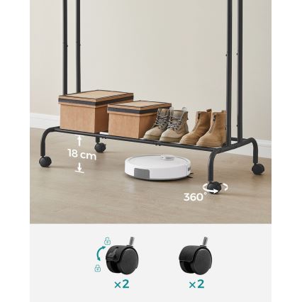 Premični obešalnik LINEA, črn