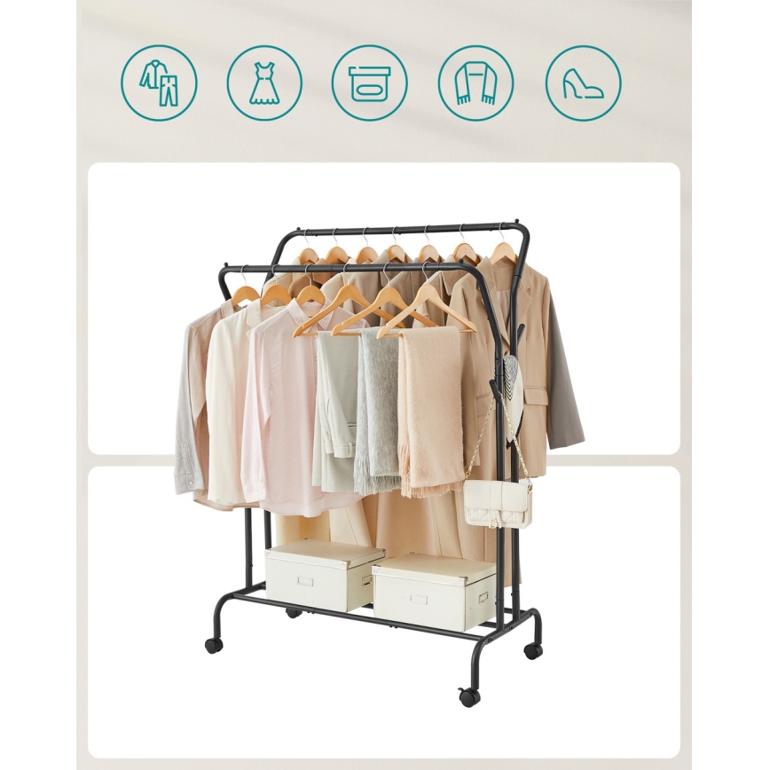 Premični obešalnik LINEA, črn