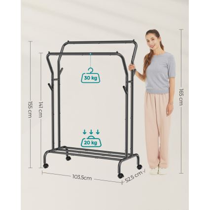 Premični obešalnik LINEA, črn