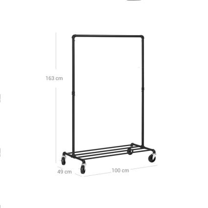 Premični obešalnik na stojalu LINEA, črn