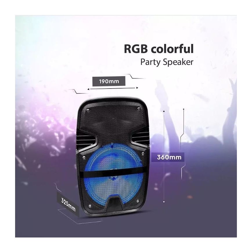 Prenosni Bluetooth zvočnik z mikrofonom 15W/3,7V LED RGB + Daljinski upravljalnik