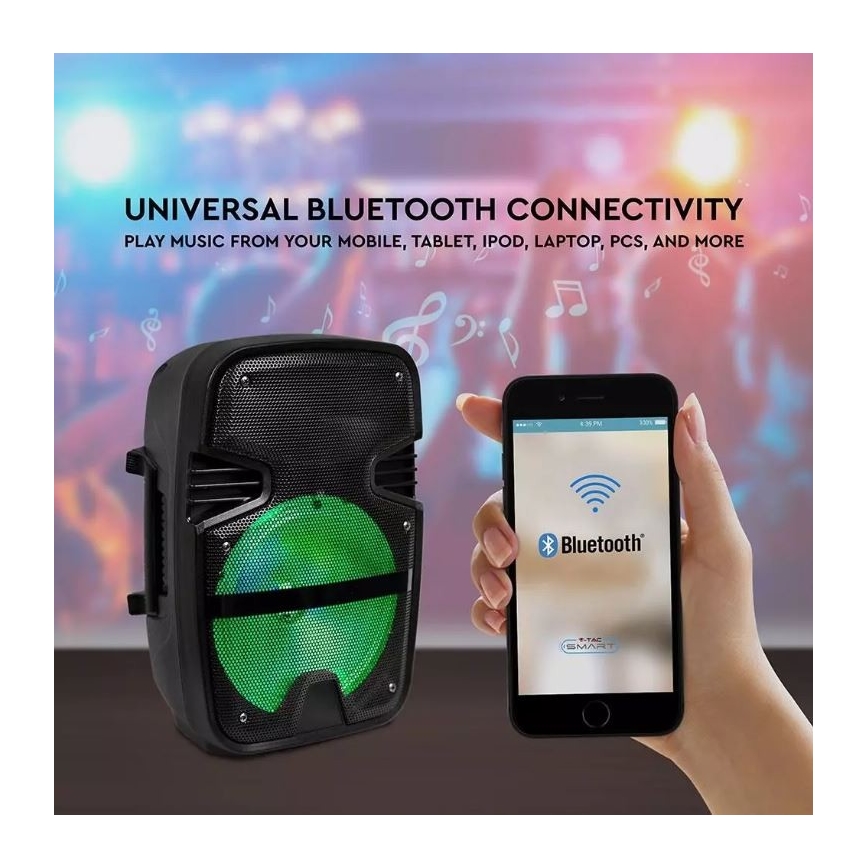 Prenosni Bluetooth zvočnik z mikrofonom 15W/3,7V LED RGB + Daljinski upravljalnik