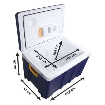 Prenosni hladilnik na kolesih 60W/230/12V 50 l modra/rumena