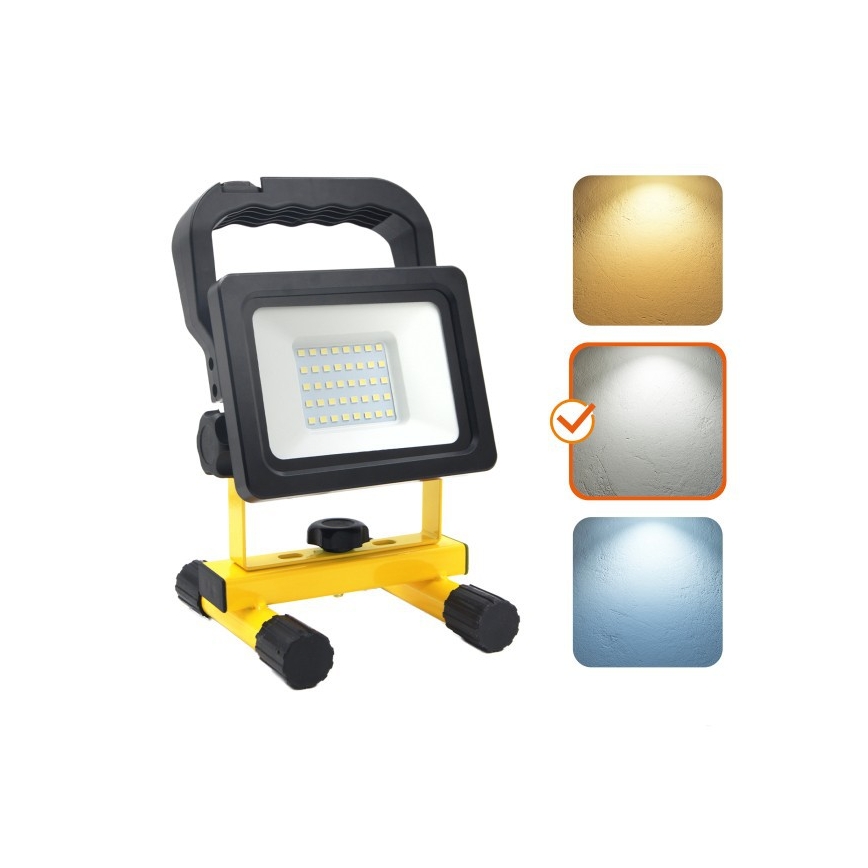 LED zatemljiv prenosni reflektor TIGRA LED/20W/3,7V 4000K IP54 4400 mAh črna/rumena